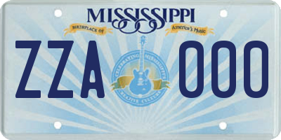 MS license plate ZZA000