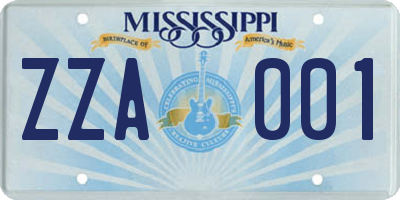 MS license plate ZZA001