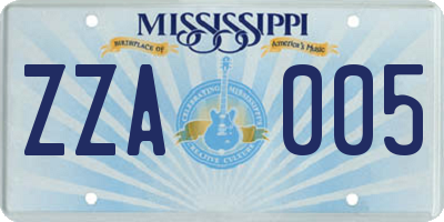 MS license plate ZZA005