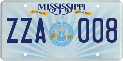 MS license plate ZZA008