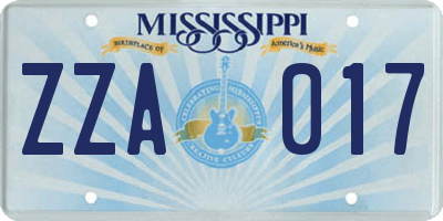 MS license plate ZZA017