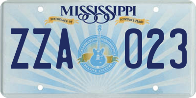 MS license plate ZZA023