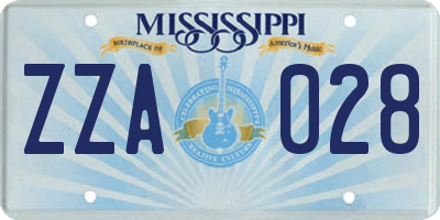 MS license plate ZZA028