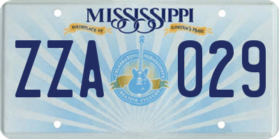 MS license plate ZZA029