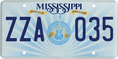 MS license plate ZZA035