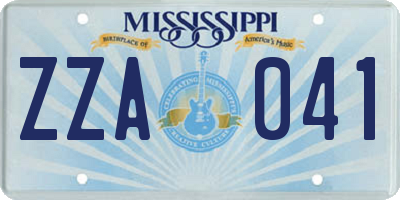 MS license plate ZZA041