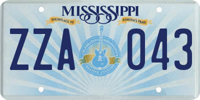 MS license plate ZZA043