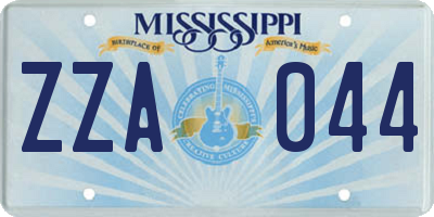 MS license plate ZZA044