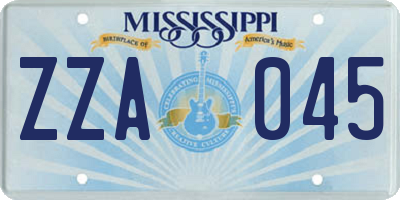 MS license plate ZZA045