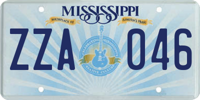 MS license plate ZZA046