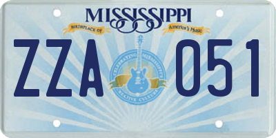 MS license plate ZZA051