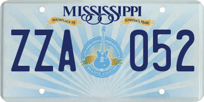MS license plate ZZA052