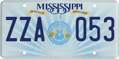 MS license plate ZZA053