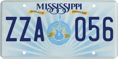 MS license plate ZZA056
