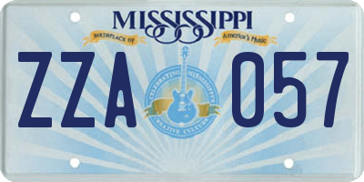 MS license plate ZZA057