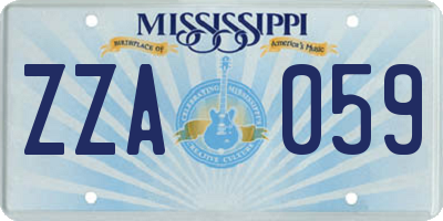MS license plate ZZA059
