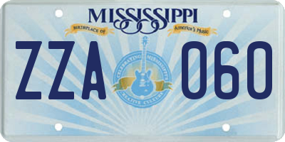 MS license plate ZZA060