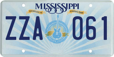 MS license plate ZZA061