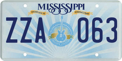 MS license plate ZZA063