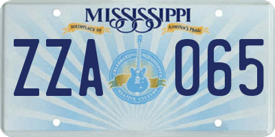 MS license plate ZZA065
