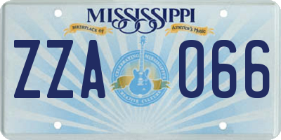 MS license plate ZZA066