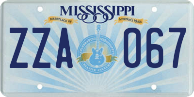 MS license plate ZZA067