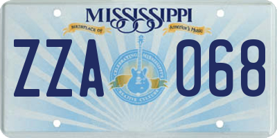 MS license plate ZZA068
