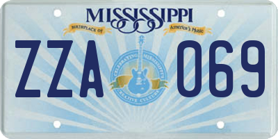 MS license plate ZZA069