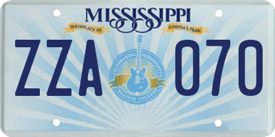 MS license plate ZZA070