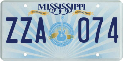 MS license plate ZZA074