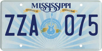 MS license plate ZZA075