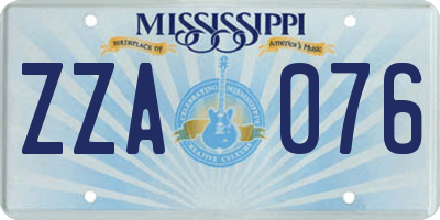 MS license plate ZZA076