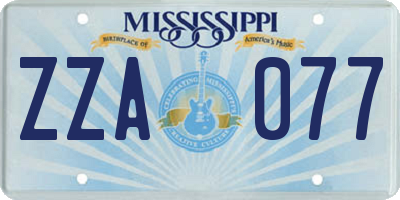 MS license plate ZZA077