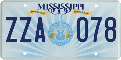 MS license plate ZZA078