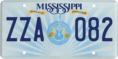 MS license plate ZZA082