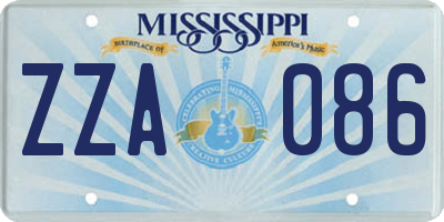 MS license plate ZZA086