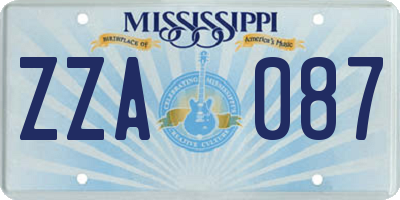 MS license plate ZZA087