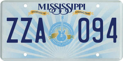 MS license plate ZZA094