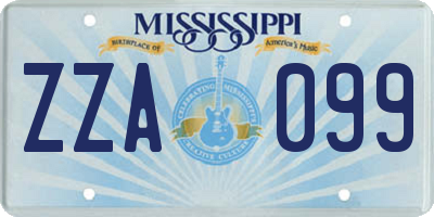 MS license plate ZZA099
