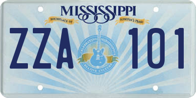 MS license plate ZZA101
