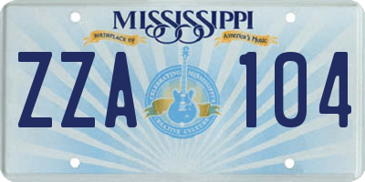MS license plate ZZA104