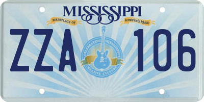 MS license plate ZZA106