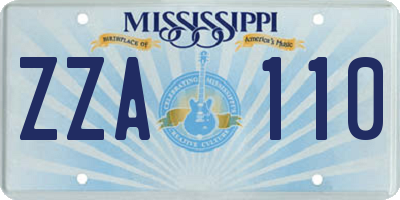 MS license plate ZZA110
