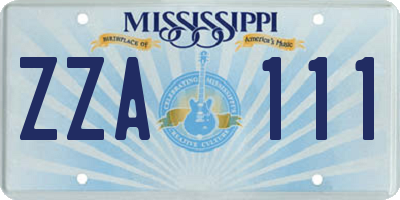 MS license plate ZZA111