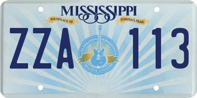 MS license plate ZZA113