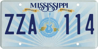 MS license plate ZZA114
