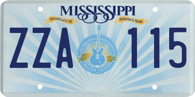 MS license plate ZZA115