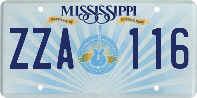 MS license plate ZZA116