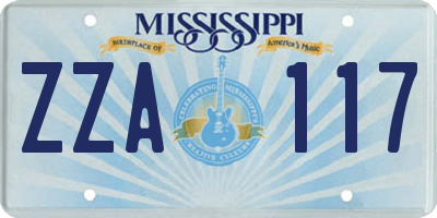 MS license plate ZZA117
