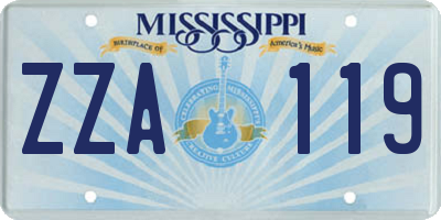 MS license plate ZZA119